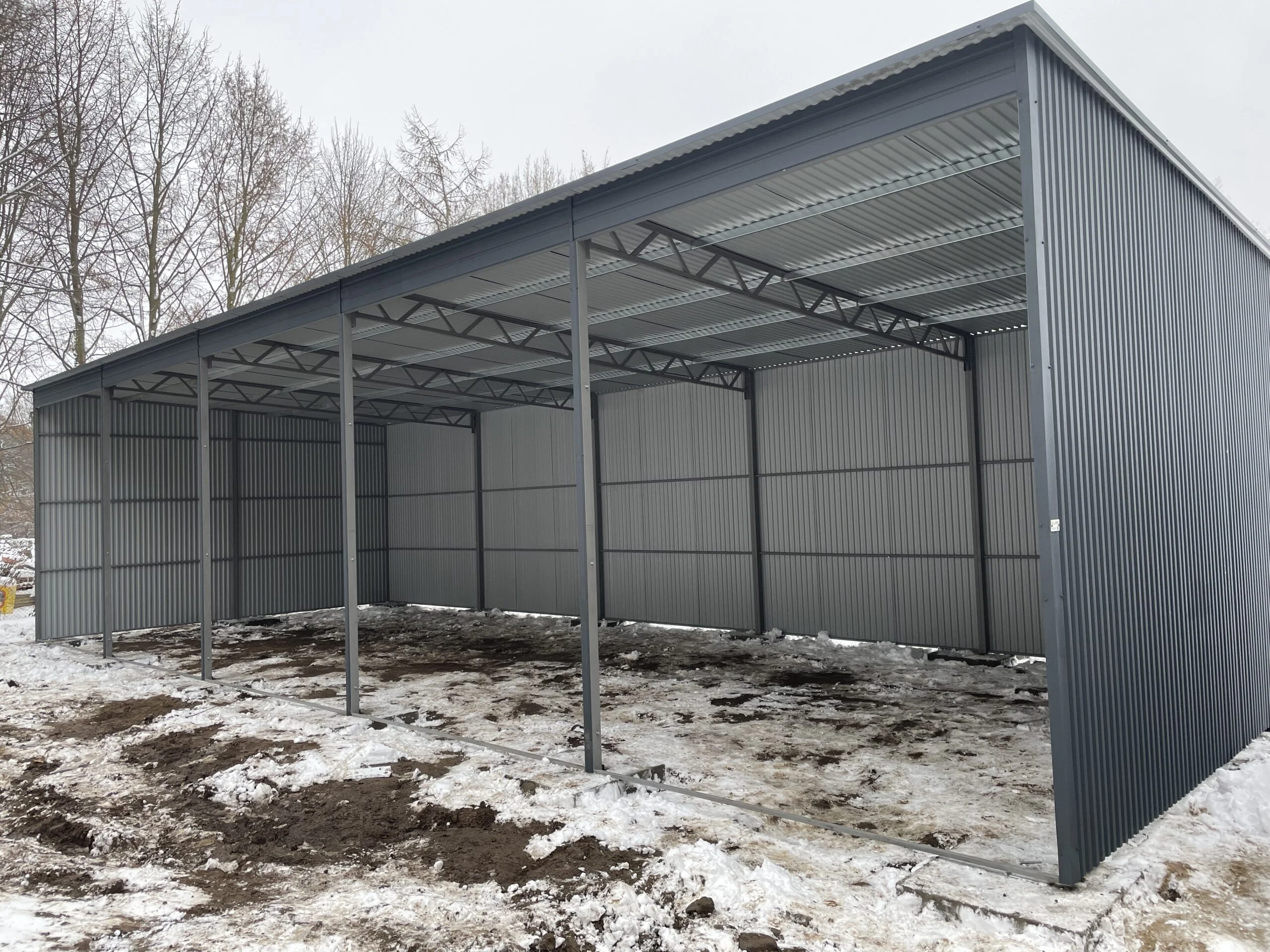 Wiata garażowa z blachy trapezowej 15x6 wysokość 3m - obrazek 3