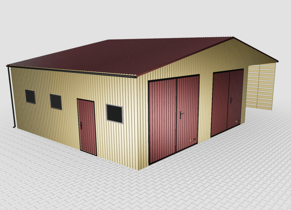Hala magazynowa 12×8 z wiatą brama 280 cm