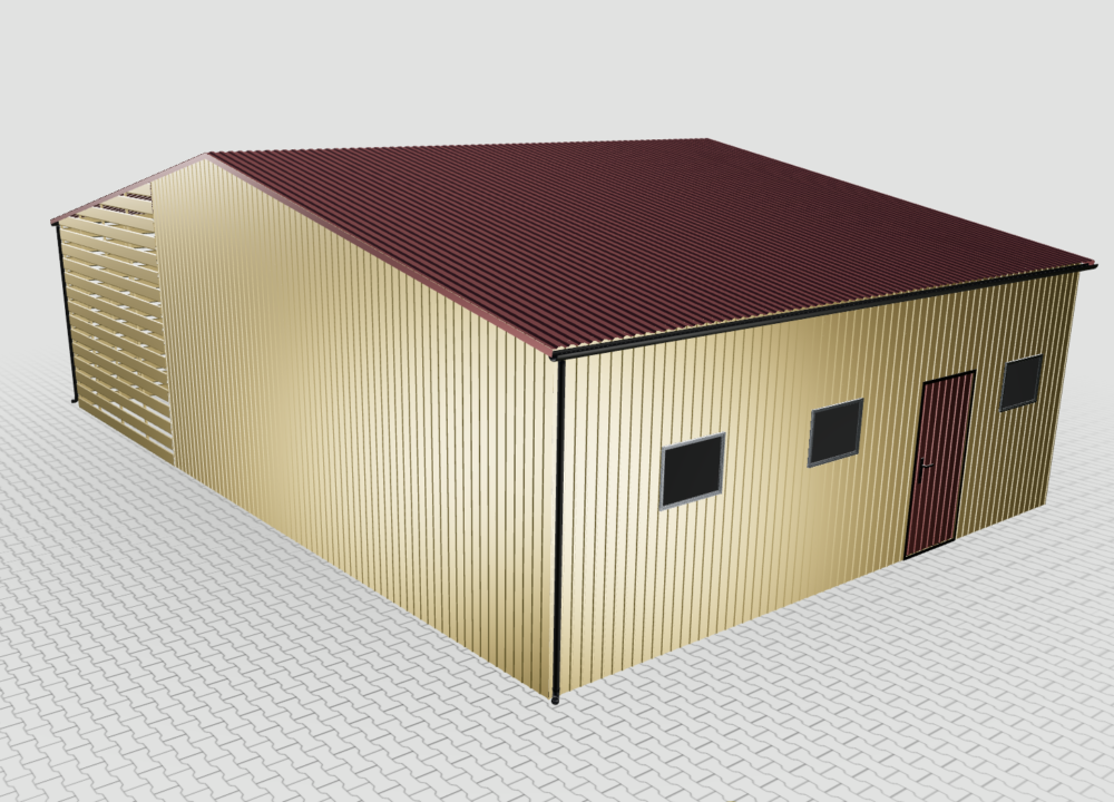 Hala magazynowa z blachy trapezowej 12x8 z wiatą brama 280 cm - obrazek 4