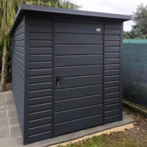 Domek ogrodowy narzędziowy 2×3 grafit drzwi jednoskrzydłowe