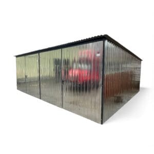 Garaż blaszany ocynkowany 6x6 dwustanowiskowy drzwi dwuskrzydłowe