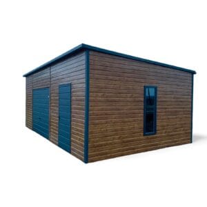 Garaż blaszany Premium 8×6 drewnopodobny brama uchylna