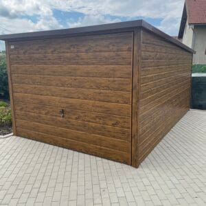 Garaż blaszany Premium 3×5,5 jednospadowy brama uchylna