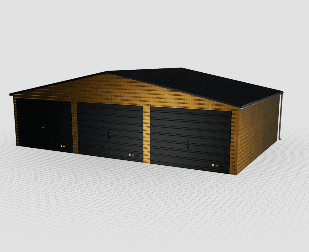 Garaż blaszany Premium dwuspadowy 9×6 trzystanowiskowy