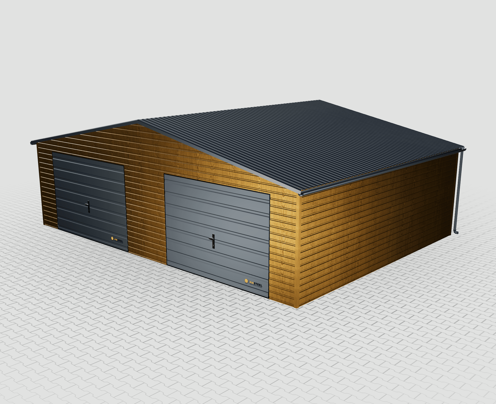Garaż blaszany Premium dwuspadowy 8x6 dwustanowiskowy