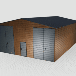 Garaż ocieplany 9x12 z płyty warstwowej drewnopodobny