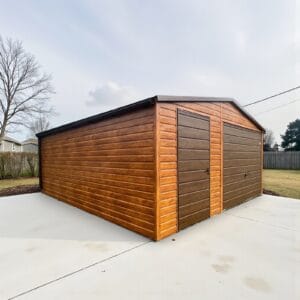 Garaż blaszany Premium 5,5x5,5 dach dwuspadowy, brama uchylna