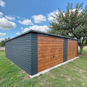 Garaż blaszany Premium 8x6 dwustanowiskowy, brama uchylna