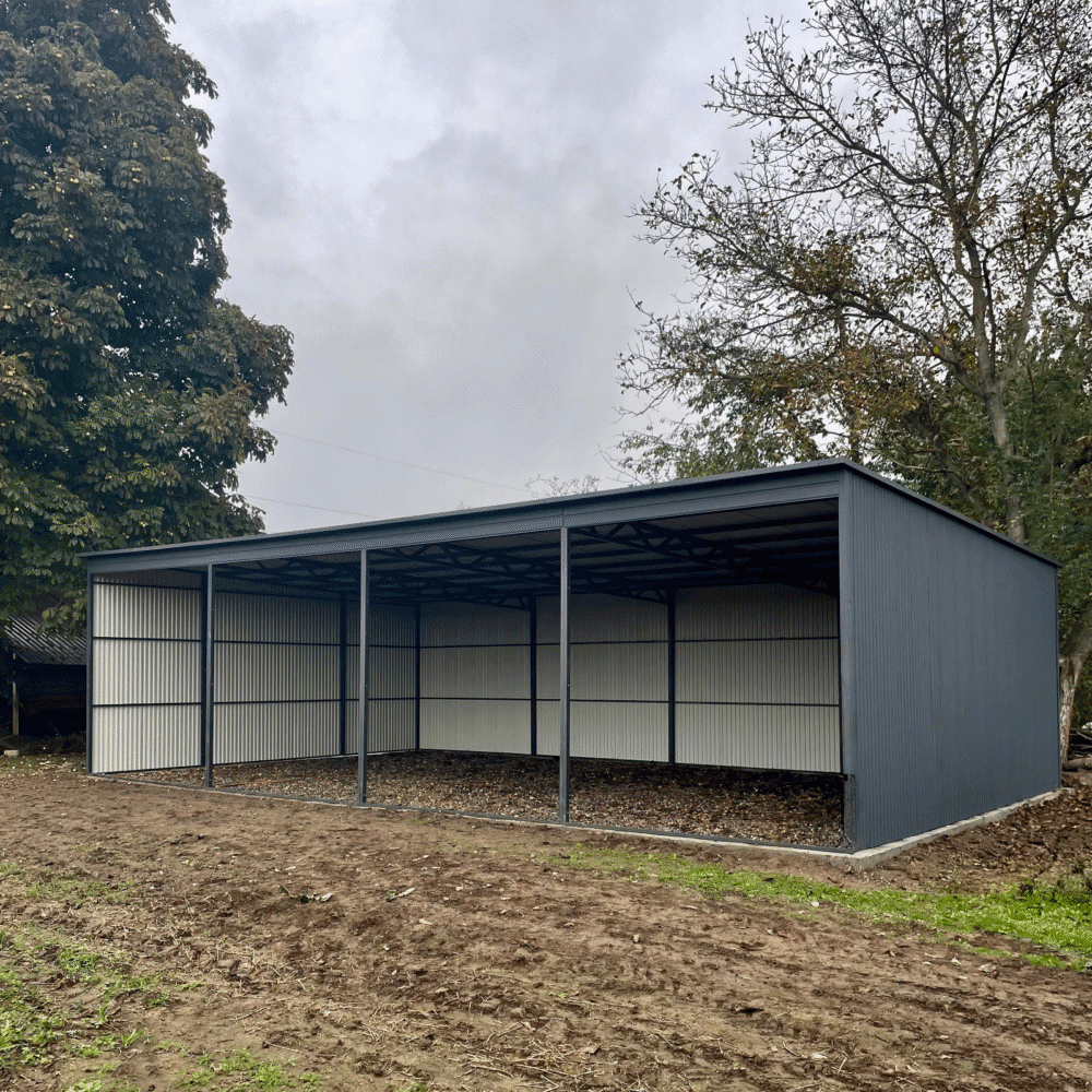 Wiata garażowa z blachy trapezowej 12x7 wysokość 3m