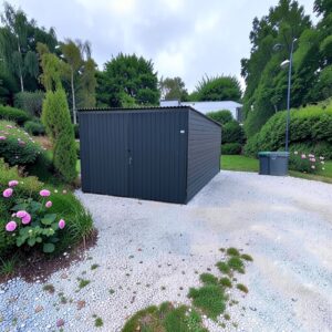 Garaż blaszany ocynkowany 3x5 metra kolor grafitowy II gatunek