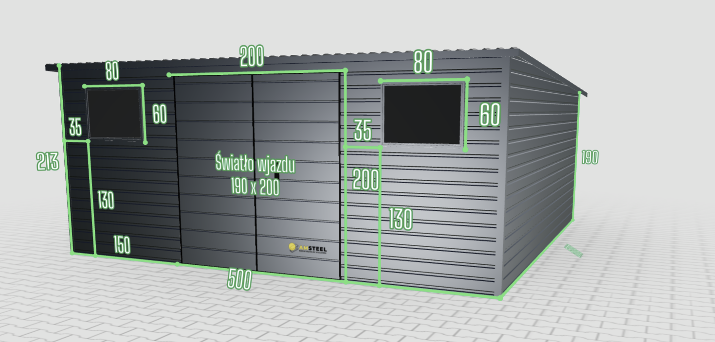 Domek ogrodowy narzędziowy 5×5m dwuskrzydłowe drzwi, grafitowy OUTLET - obrazek 3