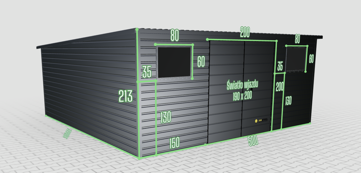 Domek ogrodowy narzędziowy 5×5m dwuskrzydłowe drzwi, grafitowy OUTLET - obrazek 2
