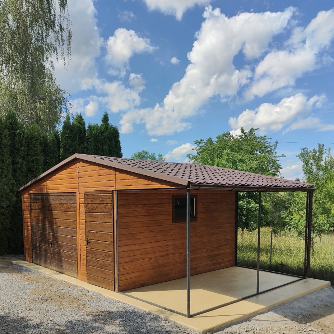 Domek ogrodowy z wiatą 7,5 x 4 m dwuspadowy - obrazek 2