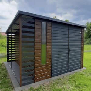 Domek ogrodowy narzędziowy 3.5×4m z drewutnią