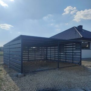 Wiata garażowa 6 × 6 m dwustanowiskowa