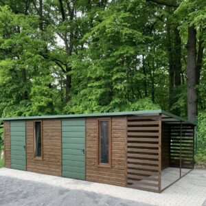 Domek ogrodowy narzędziowy 7 x 4 m z drewutnią