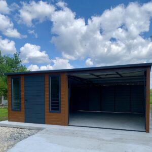 Garaż blaszany Premium 6×6 m z bramą uchylną